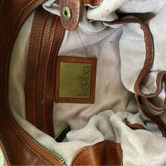 - Kooba Brown Leather Shoulder Bag with Brass Rivets - Picture 7 of 11